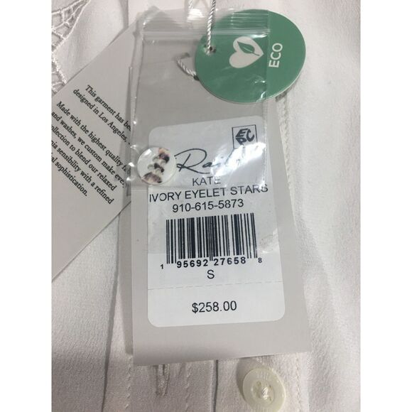 NWT'S  $258 Rails Kate  Ivory Eyelet Stars Silk Blouse Long Sleeve Size Small - Picture 9 of 9